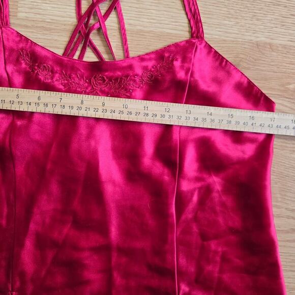 Inner Most Vintage 90s Satin Cami M Red Embroidered Whimsigoth Fairy Coquette - Picture 8 of 9